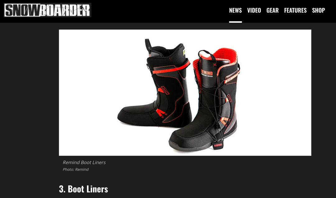 Snowboarder Magazine Highlights Remind Solution Boot Liner as a Key to Better Riding